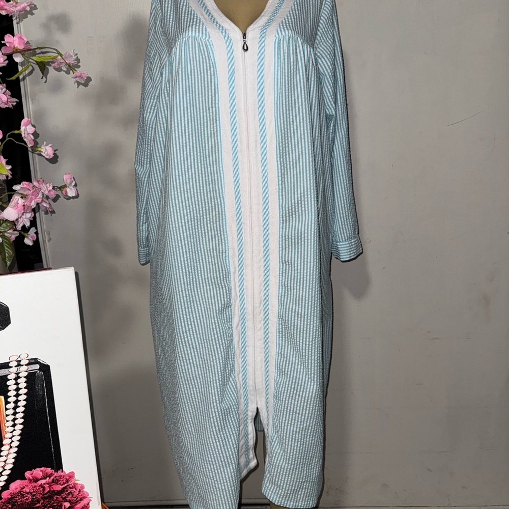 Blue and White Pajamas with Full-Length Design and Relaxed Fit